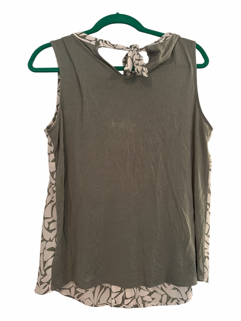Sleeveless Printed Tie-Back Top in Cream and Sage - Picture 2 of 4